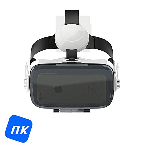 NK GF3114 - Gafas con Visor Adaptador 3D Realidad Virtual VR - Smartphone, con Auriculares, Ángulo de visión 100°, Lente 42mm, Android & iOS