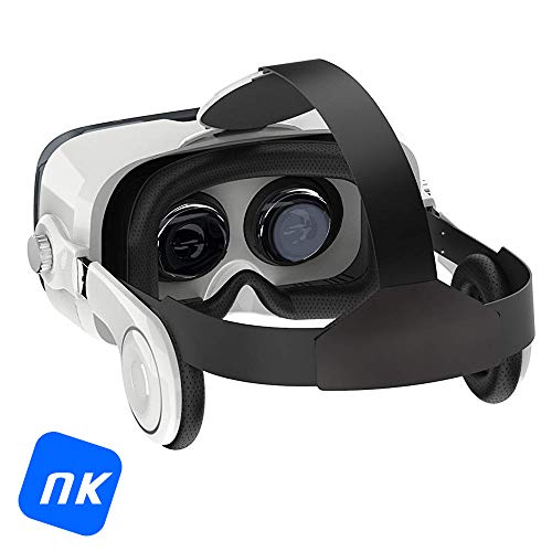 NK GF3114 - Gafas con Visor Adaptador 3D Realidad Virtual VR - Smartphone, con Auriculares, Ángulo de visión 100°, Lente 42mm, Android & iOS