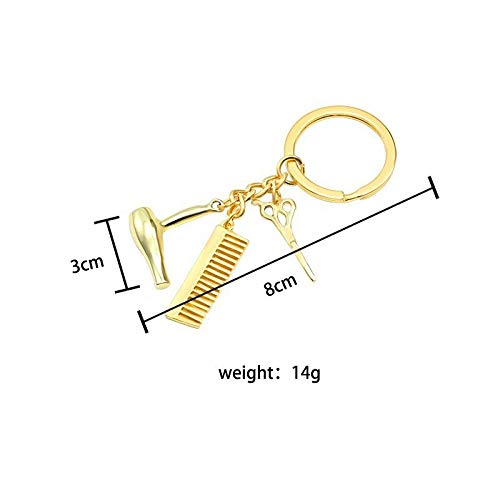 NO BRAND Herramientas Simples para el Cabello Aleación Llaveros Estilista Salón Graduación Regalos para Hombres Peine Tijeras Secadora Llavero