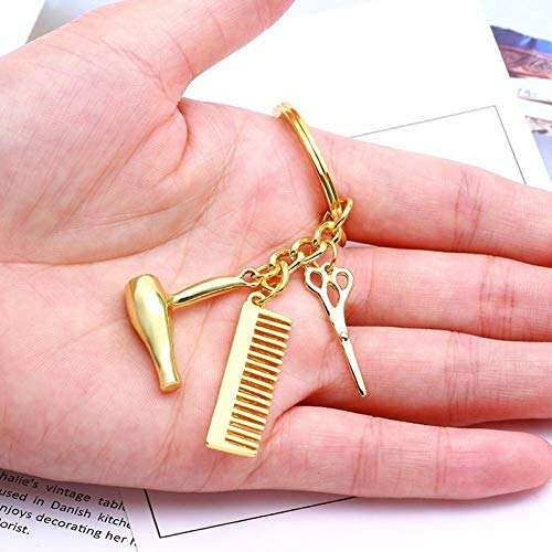 NO BRAND Herramientas Simples para el Cabello Aleación Llaveros Estilista Salón Graduación Regalos para Hombres Peine Tijeras Secadora Llavero