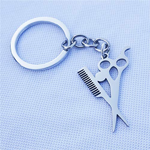 NO BRAND Tijeras Peines Llaveros Acero Inoxidable Peluquería Herramienta Llaveros Joyería de Moda para Hombres