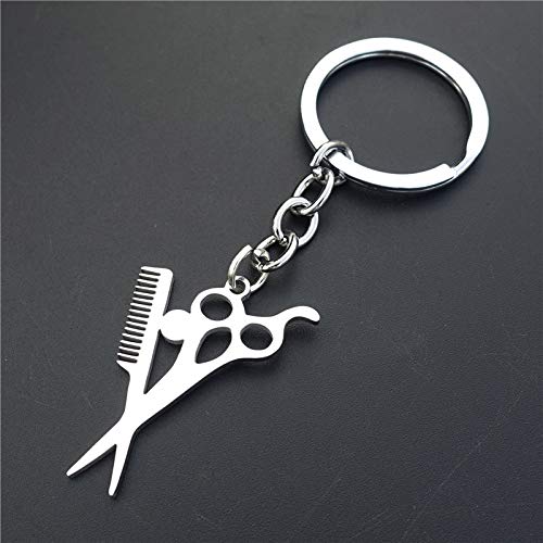NO BRAND Tijeras Peines Llaveros Acero Inoxidable Peluquería Herramienta Llaveros Joyería de Moda para Hombres