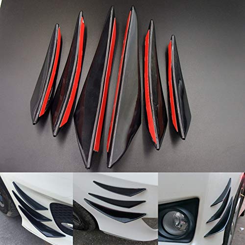 NO LOGO LSB-Pegatina de propósitos 6pcs Universal Negro Gloss Car Styling Accesorios for automóviles Tope Delantero del Labio de Goma Fin Spoiler Splitter Canard Etiqueta engomada del Cuerpo Valence
