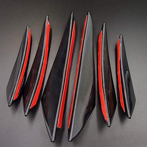 NO-LOGO XFC-Bao, 6pcs Universal Negro Gloss Car Styling Accesorios for automóviles Tope Delantero del Labio de Goma Fin Spoiler Splitter Canard Etiqueta engomada del Cuerpo Valence (Color : 6pcs)