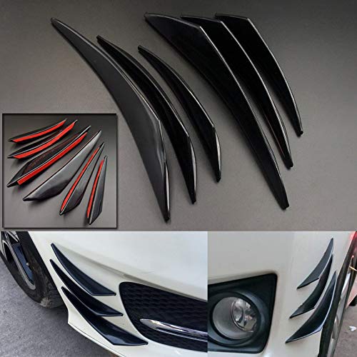 NO-LOGO XFC-Bao, 6pcs Universal Negro Gloss Car Styling Accesorios for automóviles Tope Delantero del Labio de Goma Fin Spoiler Splitter Canard Etiqueta engomada del Cuerpo Valence
