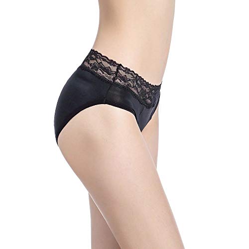 NoBlood Bragas Menstruales absorbentes= 2 tampones - Lavables - Algodón - Ecológicas - Menstruación - Bragas de Reglas Flujo Periódico de moderado a abundante- Incontinencia (Encaje, XS)