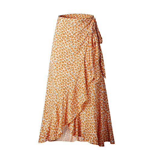 NOBRAND Falda de moda para mujer con volantes irregulares y cordones