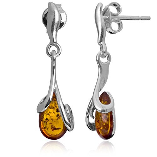 Noda Ambar Esterlina Plata Celta Lagrima Pendientes