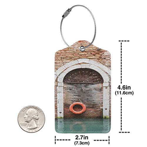 NOLYXICI Etiquetas para Equipaje,Impresión histórica Italiana de la Puerta de Venecia,4 Piezas Etiquetas de Equipaje de Viaje Etiquetas de Identificación de la Maleta para Maletas,Mochila