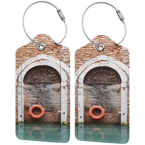 NOLYXICI Etiquetas para Equipaje,Impresión histórica Italiana de la Puerta de Venecia,4 Piezas Etiquetas de Equipaje de Viaje Etiquetas de Identificación de la Maleta para Maletas,Mochila