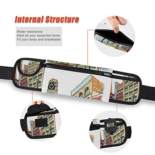 NOLYXICI Impresión urbana de la avenida Woodward de Detroit,Riñonera viajes correr ciclismo camping senderismo al aire libre senderismo hombres y mujeres