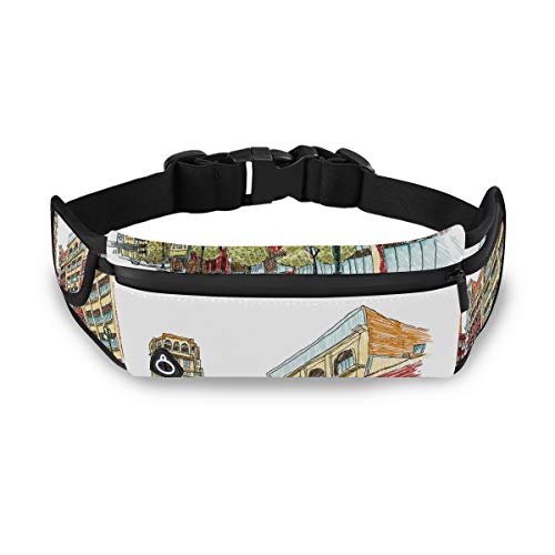 NOLYXICI Impresión urbana de la avenida Woodward de Detroit,Riñonera viajes correr ciclismo camping senderismo al aire libre senderismo hombres y mujeres