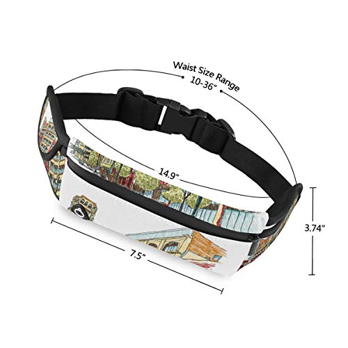 NOLYXICI Impresión urbana de la avenida Woodward de Detroit,Riñonera viajes correr ciclismo camping senderismo al aire libre senderismo hombres y mujeres