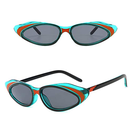 None Brand - Gafas de sol para mujer con montura pequeña, diseño de ojos de gato, tricolor, 5, 5