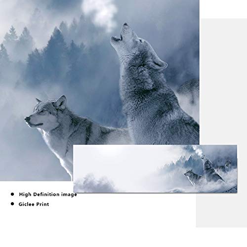 Nordic wolf snow mountain long banner canvas painting nature landscape poster wall art painting mural living room frameless canvas painting A19 20cmx70cm