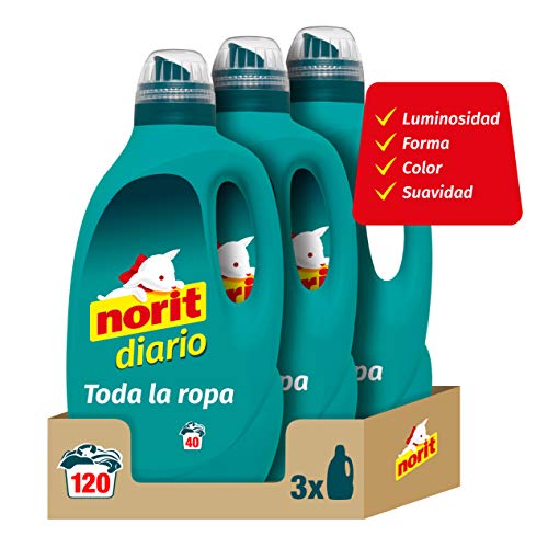 Norit Diario - Detergente Líquido para Todos los Tejidos y Colores - Pack de 3 Unidades de 2120 ml: 6.360 ml