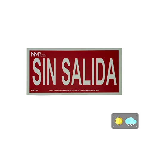 Normaluz NM RD01100 - Señal Luminiscente sin Salida Clase B PVC 0.7 mm 30 x 15 cm con CTE, Ripci y Apto para la Nueva Legislación, Rojo