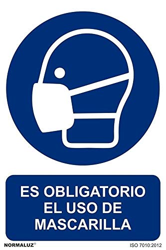 Normaluz RD25626 - Señal Adhesiva Es Obligatorio El Uso de Mascarilla Adhesivo de Vinilo 15x20 cm