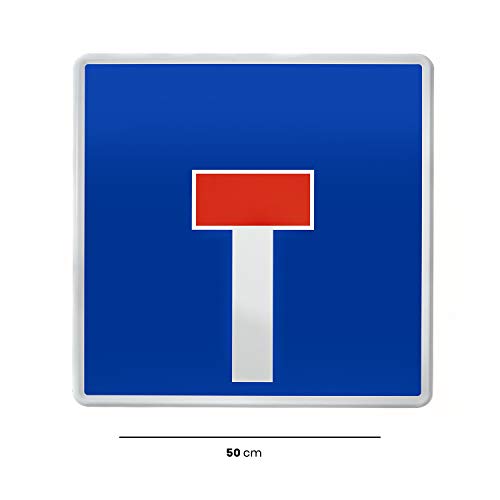 Normaluz V10025 - Señal Vial Cuadrada Calzada Sin Salida Metálica Termolacada 50 cm, Azul