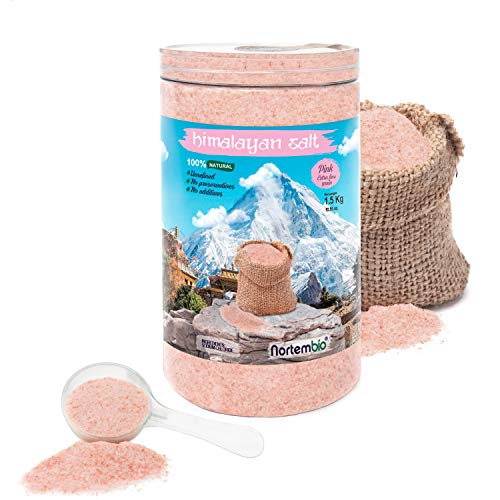 NortemBio Cristales Rosas del Himalaya 1,5 Kg. Extrafinos (0,5-1mm). Sales de Baño 100 % Naturales.