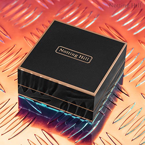 Notting Hill King of Glory Pulsera de Cuero Trenzado para Hombre, Brazalete de Muñeca, Brazalete con Cuentas Doradas y Cierre Magnético, Acero de Titanio Metálico, Regalo para Hombre