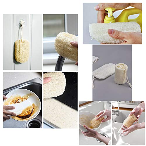 Nsiwem Loofah Natural 8 Piezas Esponjas de luffa Orgánico Esponja Lufa Loofah Esponjas Platos Biodegradable y ecológico para Limpieza de Cocina y Lavado de Ducha