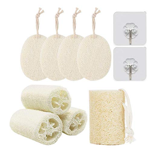 Nsiwem Loofah Natural 8 Piezas Esponjas de luffa Orgánico Esponja Lufa Loofah Esponjas Platos Biodegradable y ecológico para Limpieza de Cocina y Lavado de Ducha