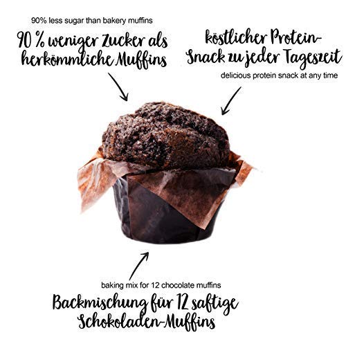 nu3 Fit Muffins - 240g de mezcla lista para hornear magdalenas de chocolate - Fórmula especial baja en carbohidratos y rica en fibra dietética - Harina para bocadillos dulces libre de gluten