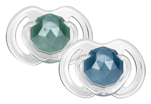 Nûby Chupetes Hechos de Tritan"Little Gems" - 2P - 6-36M 6 Unidades 30 g, Azul/Verde