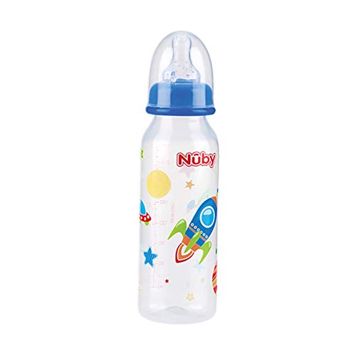 Nuby ID1486 Botella Impresa con Cuello Estándar, 240 ml, Multicolor