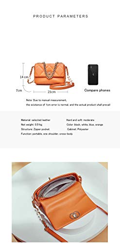 Nueva cadena de cuero vacuno pequeña fragancia viento bordado línea de diamante bolso de las señoras bolso de hombro mensajero bolso de mano Azul azul talla única