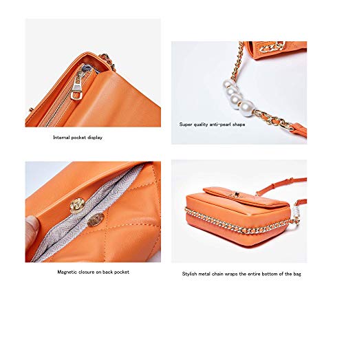 Nueva cadena de cuero vacuno pequeña fragancia viento bordado línea de diamante bolso de las señoras bolso de hombro mensajero bolso de mano Azul azul talla única