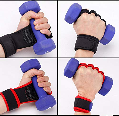 Nuevo 1 par de Guantes de Entrenamiento de Levantamiento de Pesas Mujeres Hombres Fitness Deportes Body Building Gymnastics Grips Gym Hand Palm Protector Guantes - Negro, XL