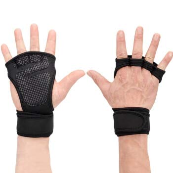Nuevo 1 par de Guantes de Entrenamiento de Levantamiento de Pesas Mujeres Hombres Fitness Deportes Body Building Gymnastics Grips Gym Hand Palm Protector Guantes - Negro, XL