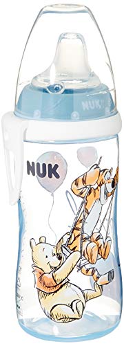 NUK Active Cup - Vaso para aprender a beber (12 meses, boquilla antigoteo, clip y tapa protectora, sin BPA, 300 ml), diseño de Winnie the Pooh de Disney, color azul