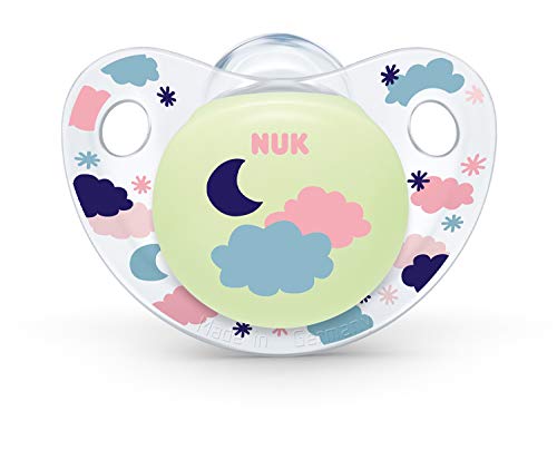 Nuk Trendline Night & Day Chupete con efecto luminoso, 18 – 36 meses, silicona, sin BPA, rosa, 2 unidades
