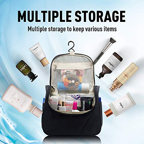 Nuobk Bolsa Viaje de Aseo Colgante,Impermeable Neceser de Viaje, Bolsas de Aseo Maquillaje Organizador de Viaje Neceser con Gancho para Hombres y Mujeres (Negro)