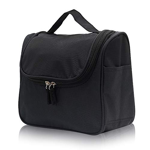 Nuobk Bolsa Viaje de Aseo Colgante,Impermeable Neceser de Viaje, Bolsas de Aseo Maquillaje Organizador de Viaje Neceser con Gancho para Hombres y Mujeres (Negro)