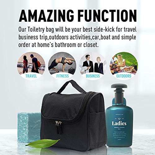 Nuobk Bolsa Viaje de Aseo Colgante,Impermeable Neceser de Viaje, Bolsas de Aseo Maquillaje Organizador de Viaje Neceser con Gancho para Hombres y Mujeres (Negro)