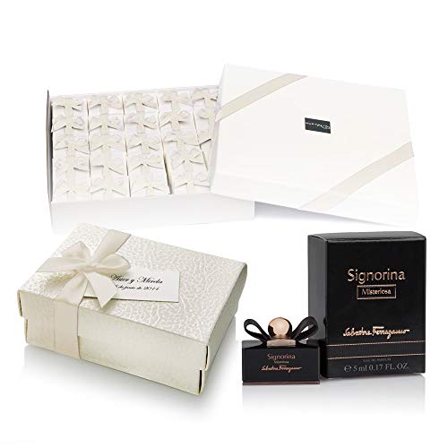 NUPTALIA Pack 20 Mini perfumes de Mujer como Detalles de Boda para Invitados Ferragamo Signorina Misteriosa Eau de Parfum 5 ml. Original Personalizado
