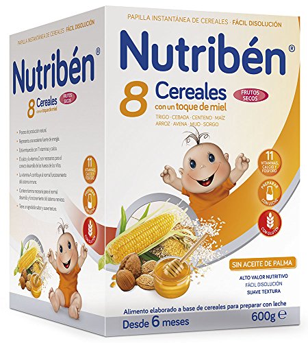 Nutriben Papilla 8 cereales con toque de miel y frutos secos 600 gr