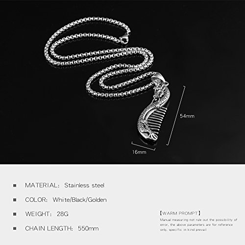 NUYI Collar de Acero de Titanio para Hombres La Cadena Colgante del Peine del dragón y el fénix no se desvanece Accesorios de joyería Diarios,Oro