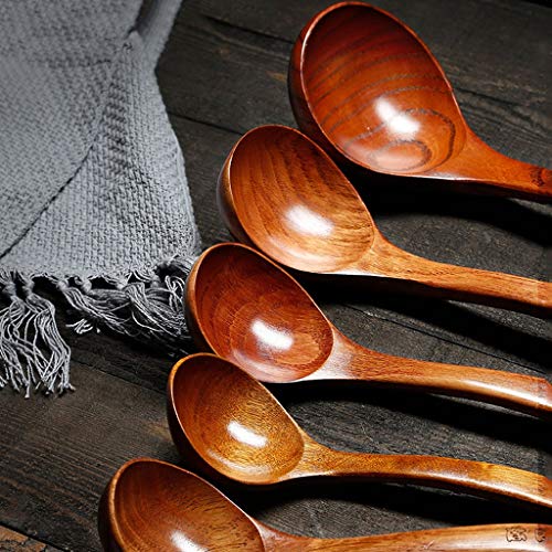 NYKK Cucharones para Servir Hogar Grande del Estilo Coreano de gachas de arroz de Madera Cuchara de Madera Mango de una Cuchara Larga Cuchara Grande Sopa Cuchara para Espaguetis (Color : 1 Pack)