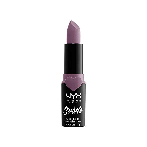 NYX Professional Makeup NYX Professional Makeup Barra de Labios Mate de Larga duración y Cobertura Total Suede Matte Lipstick Tono 15 Violet Smoke Color Gris Oscuro, Mujer, Talla única