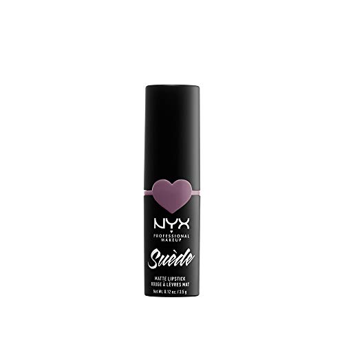 NYX Professional Makeup NYX Professional Makeup Barra de Labios Mate de Larga duración y Cobertura Total Suede Matte Lipstick Tono 15 Violet Smoke Color Gris Oscuro, Mujer, Talla única
