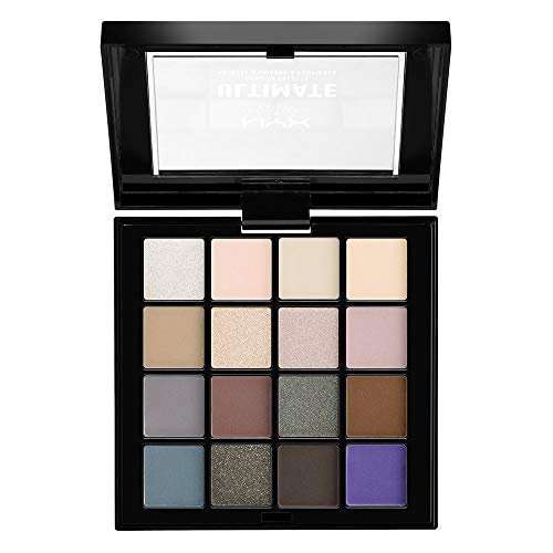 NYX Professional Makeup - Paleta de Sombra de Ojos UltiMate Shadow Palette, Pigmentos Compactos, 16 Sombras, Acabados Mate, Satinados y Metalizados, Tono: Cool Neutrals
