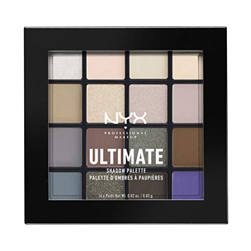 NYX Professional Makeup - Paleta de Sombra de Ojos UltiMate Shadow Palette, Pigmentos Compactos, 16 Sombras, Acabados Mate, Satinados y Metalizados, Tono: Cool Neutrals