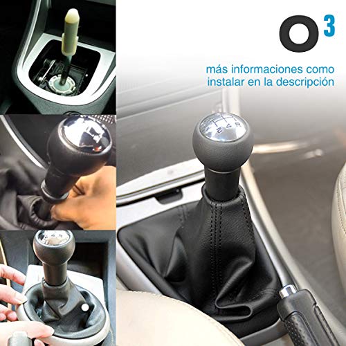 O³ Pomo Palanca de Cambios Universal Con Cono - 5 Velocidades - Palanca de Cambios Coche Con Adaptador - 106,205,206,306,406,107,207,307,407,807,301,308,2008,3008,5008,605,807, Saxo,C2, C3, C4