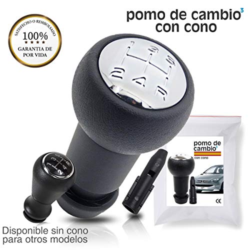 O³ Pomo Palanca de Cambios Universal Con Cono - 5 Velocidades - Palanca de Cambios Coche Con Adaptador - 106,205,206,306,406,107,207,307,407,807,301,308,2008,3008,5008,605,807, Saxo,C2, C3, C4