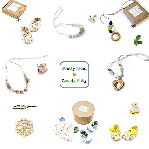 'Oak Heart' Collar de Dentición, Mordedor, Designer Teething Necklace & Gift Box; Oak Heart with Silicone & Natural Wood Beads Jewellery